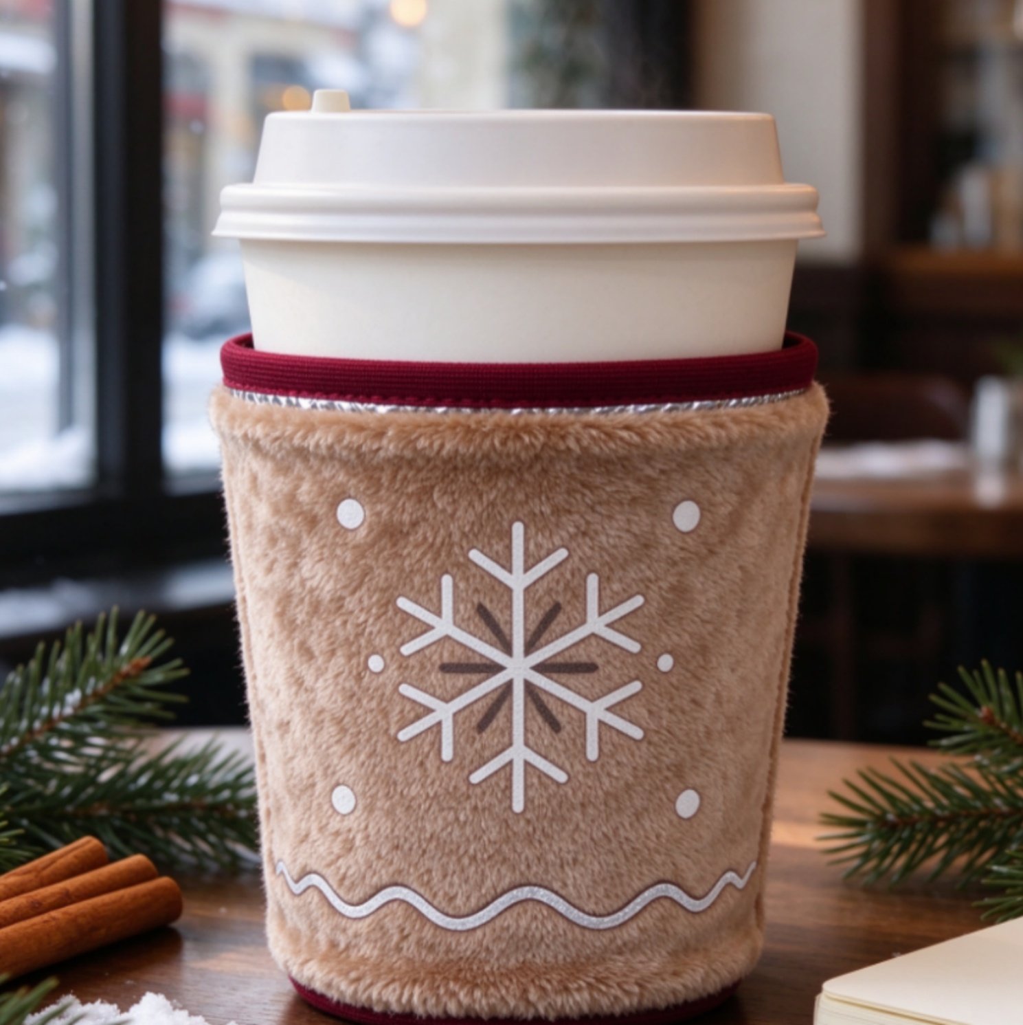 custom logo print thermal hand warmer holder for hot drinks, Christmas market promotional winter gift